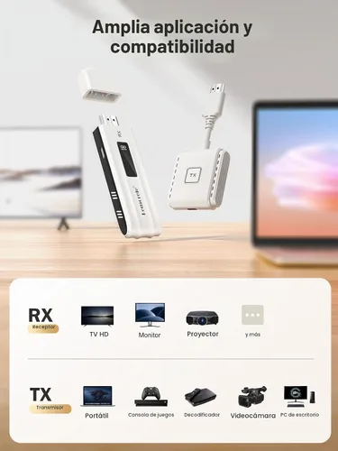 Vista 6 de Lemorele Kit de transmisor y receptor HDMI inalámbrico, extensor HDMI inalámbrico portátil, rango de 164 pies, 1080P Full HD, para transmisión