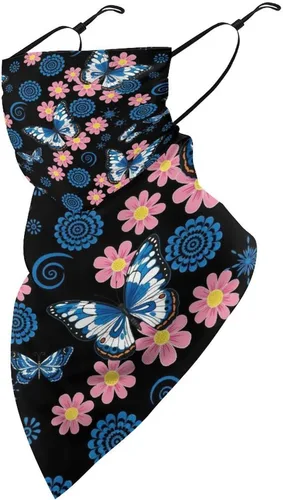 Vista 22 de Bufanda de protección solar UV, bufanda triangular reutilizable con lazo para las orejas