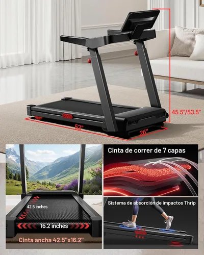 Vista 6 de UMAY Fitness 20% Treadmill with Auto Incline, Running Foldable Treadmills