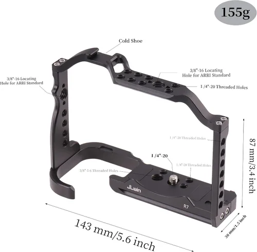 Vista 6 de Fotga Estabilizador de soporte de jaula de cámara de aluminio de aleación para Canon EOS R7 DSLR cámara de vídeo de fabricación compatible
