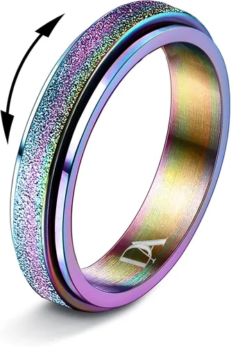 Vista 8 de Diamday Anillos para la ansiedad para mujeres y hombres, 2 0.157 in, anillo giratorio de acero de titanio para aliviar la ansiedad y el estrés