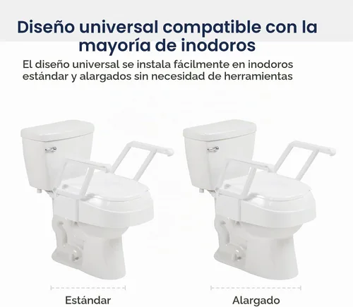 Vista 6 de Drive Medical PreserveTech - Asiento de inodoro elevado, universal, con asas, color blanco