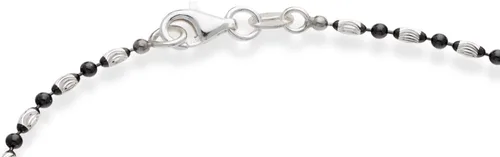 Vista 2 de Miabella Tobillera de cadena de cuentas de plata de ley 925 con corte de diamante ovaladas y redondas para mujer, fabricada en Italia