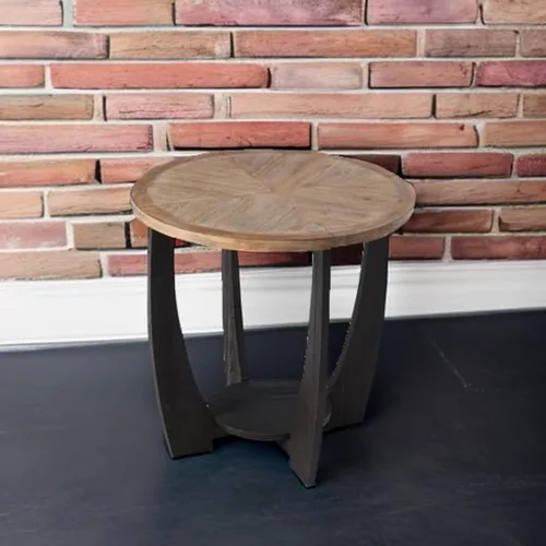 Vista 8 de COZAYH - Mesa auxiliar y auxiliar rústica, redonda con almacenamiento Solid And Manufactured Wood, 23.75 in W, 23.25 in H, 50 lb Capacity