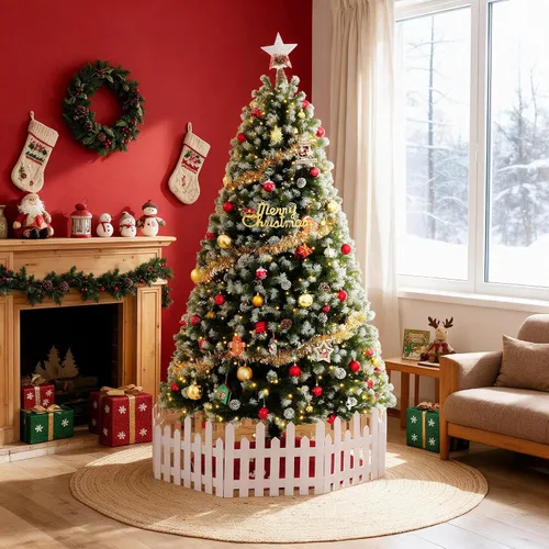 Vista 8 de Árbol de Navidad artificial esmerilado preiluminado con piñas, 7.5 pies Verde con piñas