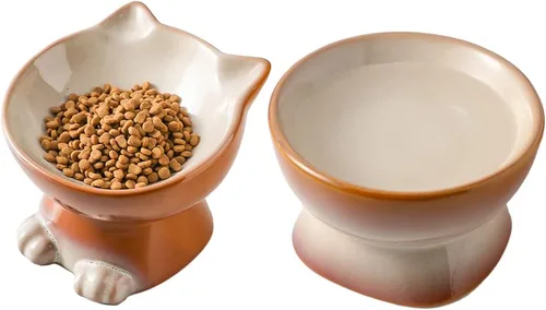 Vista 23 de Nihow Ceramic Basic Cat Bowls: cuenco para gatos de 5 pulgadas para alimentos y agua Food Grade Cat Dish for Small-Sized Cat - Microwave &