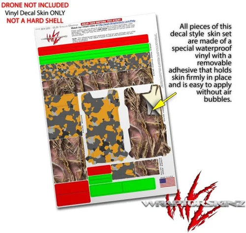 Vista 4 de Skin Wrap 2 Pack para DJI Ryze Tello Drone wraptorcamo Vieja Escuela camuflaje naranja Drone No Incluidas