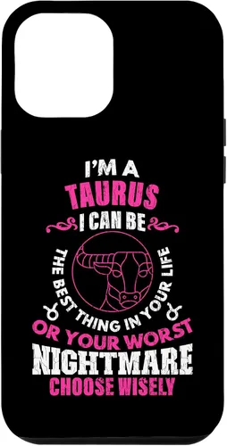 Vista 25 de Funda gráfica para iPhone 13 Pro Max con signo zodiacal divertido soy un tauro
