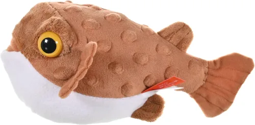 Vista 4 de Wild Republic Pufferfish, Cuddlekins Mini, animal de peluche, 8 pulgadas, regalo para niños, juguete de peluche, botellas de agua recicladas