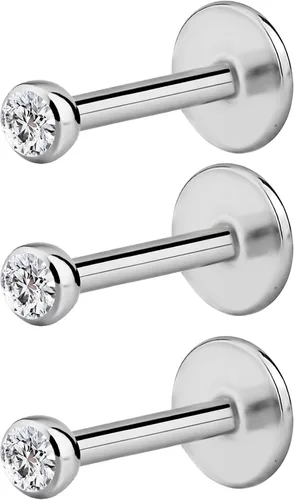 Vista 13 de Forbidden Body - Piercing de acero quirúrgico de acero quirúrgico con rosca interna de micro circonita cúbica, tragus, labret, hélice, parte