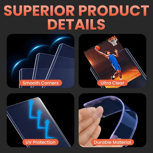 Vista 3 de 200 fundas para tarjetas de plástico duro, 3 x 4 pulgadas para tarjetas, tarjeteros de béisbol, protectores de tarjetas coleccionables para tarjetas