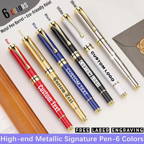Vista 2 de Bolígrafo personalizado de texto/logotipo con 3 repuestos negros, negocios grabados, lujo, ejecutivo profesional, oficina, el mejor juego de regalo