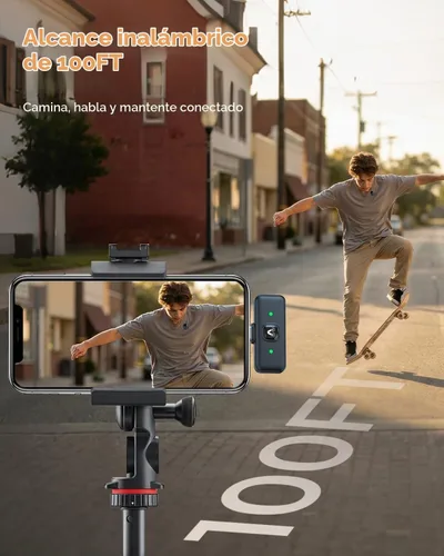 Vista 5 de Micrófono inalámbrico Lavalier para iPhone Android, reducción de ruido AI Studio-Grade Audio Quality, 45H Battery Life, 100ft Stable Wireless