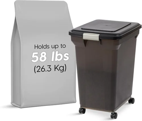 Vista 16 de Contenedor hermético para almacenamiento de alimentos Iris Premium, Bronceado, pequeño Wheels for Mobility, Airtight Seal, BPA-Free, Best for Bird