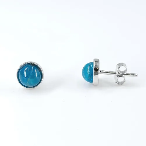Vista 96 de Pendientes naturales de 0.236 in con chapado en oro blanco sobre plata de ley, bisel cabujón de piedras preciosas regalo de joyería para ella