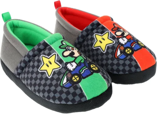 Vista 2 de Super Mario Pantuflas para niños Mario y Luigi Nintendo Pantuflas sin cordones