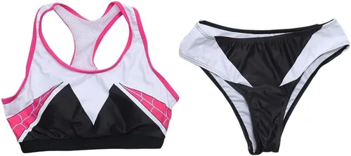 Vista 8 de Willyacos Traje de baño de Gwen para cosplay, traje de baño sexy de Gwen Stacy, bikini de dos piezas, traje de baño para adolescentes, mujeres