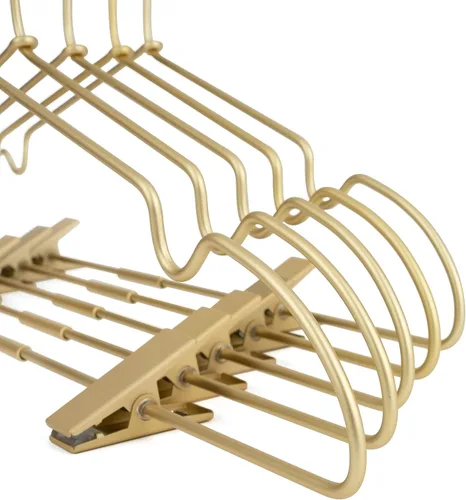 Vista 7 de Clips de ropa de bebé de metal dorado de 12.5 pulgadas para niños, colgador de ropa para niños, exhibición y almacenamiento, paquete de 10