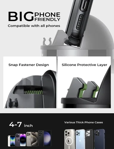 Vista 6 de LISEN Soporte de teléfono para tu automóvil, soporte giratorio de 360°, soporte multifuncional para iPhone compatible con iPhone 16 Pro