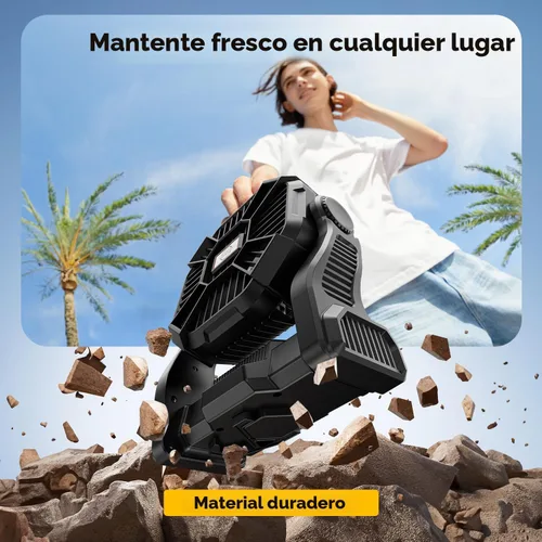 Vista 7 de Ventilador Solar de 20000mAh con Farol LED, Panel Solar Recargable de 10W, Ventilador de Camping Alimentado por Batería para Exteriores, de 9