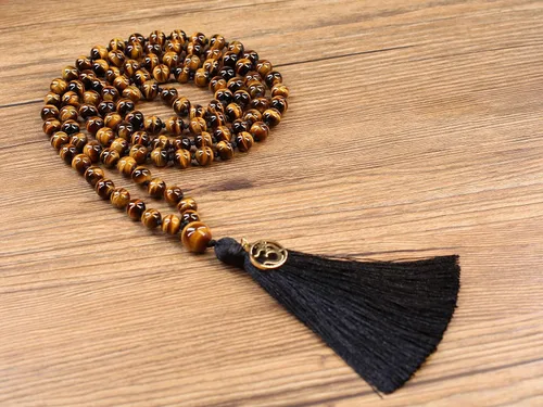 Vista 5 de COAI OM Charm Hand Knotted Tassel 108 Mala Beads Necklace