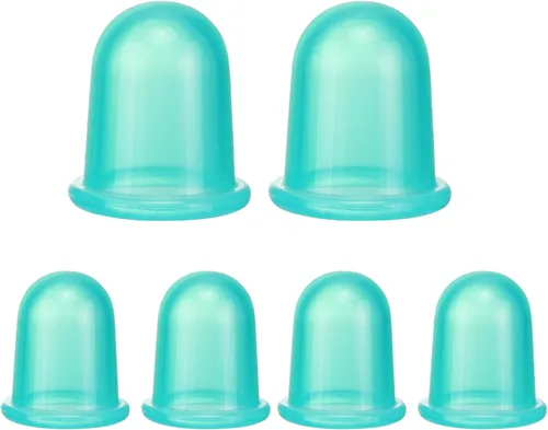 Vista 11 de Juego de terapia de ventosas de silicona (6 piezas), kit de ventosas para terapia de masaje Azul transparente