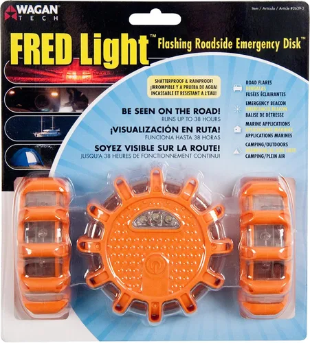 Vista 2 de WAGAN Fred Disco de luces LED parpadeantes para emergencia en carretera, paquete de de 3, Rojo
