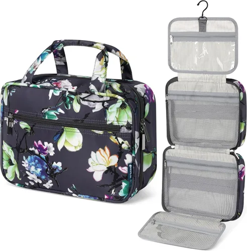 Vista 9 de PAVILIA Neceser Colgante Bolsa de Viaje para Mujeres y Hombres, Organizador de Cosméticos Plegable, Bolsa de Maquillaje Resistente al Agua