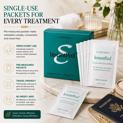 Vista 6 de Earthen - Paquetes exfoliantes instantáneos – Exfoliante facial y corporal suave para una piel suave y brillante – Elimina las células muertas