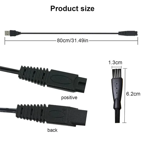 Vista 2 de 2 unidades LinMei Shaver Cable de carga para Microtouch Solo Afeitadora Eléctrica Solo Trimmer Cable de carga USB Cargador Solo Razor 31.5 pulgadas