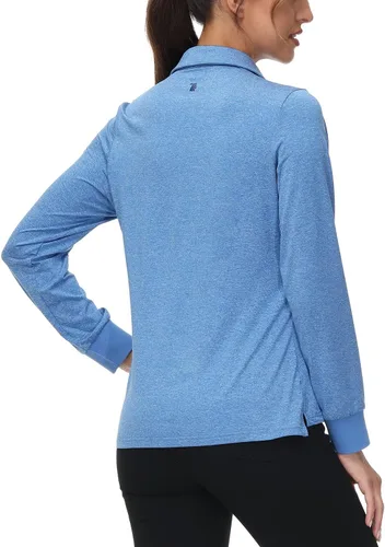 Vista 3 de Rdruko Polo de manga larga para mujer, camisetas deportivas casuales