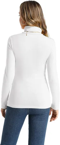 Vista 3 de Camisetas ligeras de cuello alto para mujer, de manga larga, suaves, térmicas