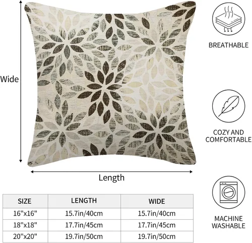Vista 5 de Juego de 2 fundas de almohada negras y grises de 40 x 40 cm, geométricas, florales, decorativas para exteriores, fundas de almohada estilo granja