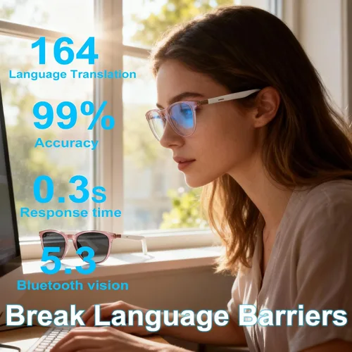 Vista 2 de Lentes inteligentes con lentes fotocromáticas para hombres y mujeres, con traducción de inteligencia artificial, con traductor, 164 idiomas, IP67