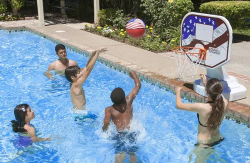 Vista 5 de Poolmaster 72830 USA Competition - Juego de baloncesto junto a la piscina, azul 34 pulgadas de ancho x 45 pulgadas de alto x 38 de profundidad