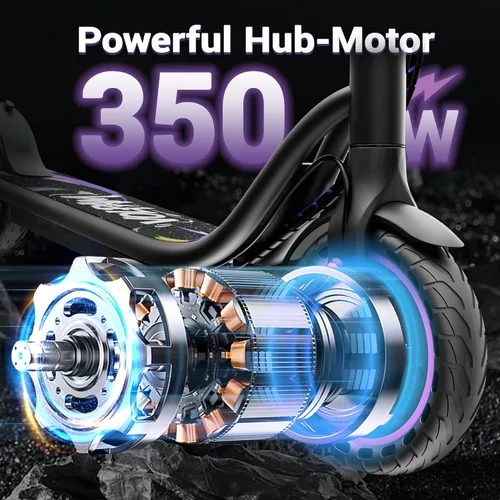 Vista 3 de Electric Scooter for Adults & Teens, 350W Motor, 15 Miles Long Range, 19 MPH Max Speed, 8.5" Solid Tire, Lightweight EScooter with Dual Brakes &