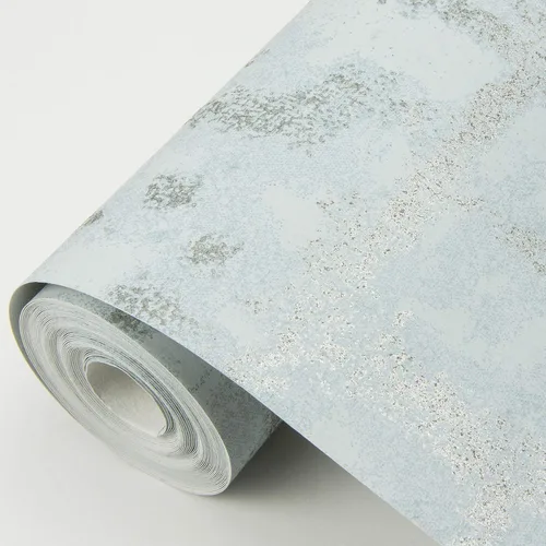 Vista 3 de Scott Living 2964-87347 Papel pintado geométrico envejecido azul cielo de karité