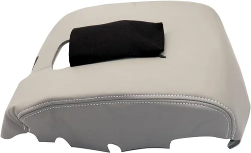 Vista 5 de GXARTS Tapa de consola de cuero gris compatible con Chevy Silverado GMC Sierra Jump Seat 1500 2500 3500 2014-2018