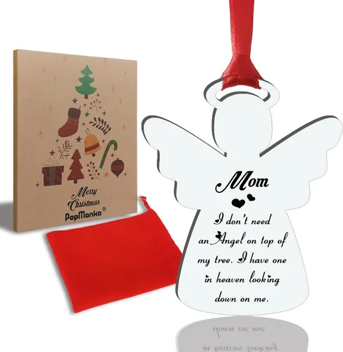 Vista 10 de Adorno conmemorativo de Navidad transparente, bola de plumas, Tengo un ángel en el cielo, adorno conmemorativo para papá, adorno conmemorativo