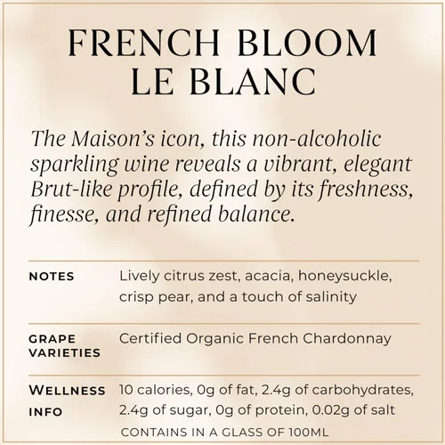 Vista 4 de French Bloom Set Duo (1 Botella Le Blanc, 1 Botella Le Rosé) Vino Espumoso Libre de Alcohol 0.0%, 750ml - Certificado Orgánico, Vegano, Bajo