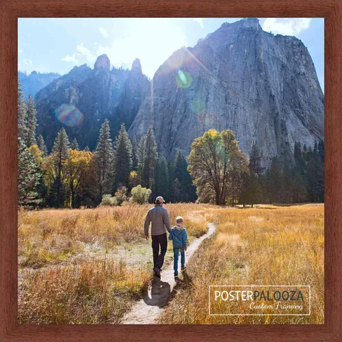 Vista 3 de Poster Palooza 3x3 Inch Traditional Walnut Complete Wood Square Picture Frame with UV Acrylic Plexiglass, Foam Board Backing & Hardware Included