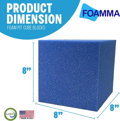 Vista 2 de Foamma Blue Foam Pit Cubes/bloques de 8 x 8 x 8 pulgadas, paquete de 10 unidades para gimnasia, freerunning y cursos de parkour, parques