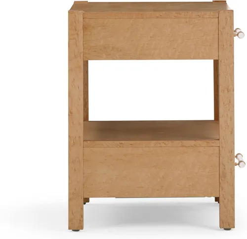 Vista 2 de TOV Furniture Brandyss Burl - Mesita de noche rectangular de madera con 2 cajones, 26 x 17 pulgadas, mesa auxiliar con almacenamiento (Maple)