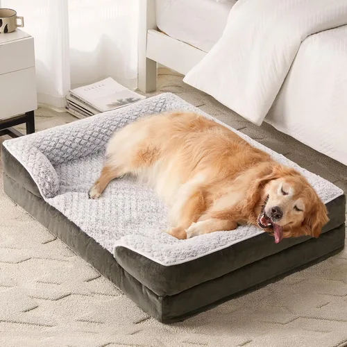 Vista 14 de LEXTRO Cama ortopédica para perros extra grandes, cama de espuma para perros extra grandes, equipada con funda de almohada extraíble impermeable