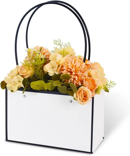 Vista 7 de BEISHIDA Bolsas de regalo de múltiples flores para ramos, 4 cajas rectangulares para ramo de flores con asa para embalaje de ramos, envoltura