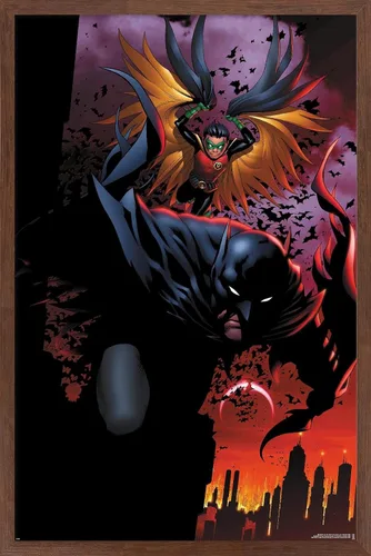 Vista 10 de Trends International DC Comics Batman - Póster de pared de ataque de Batman y Robin, 22.4 pulgadas de largo x 14.7 pulgadas, versión enmarcada