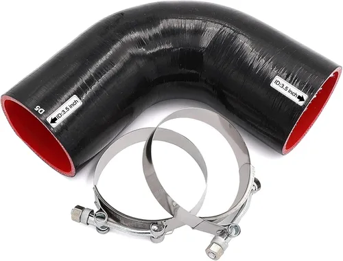 Vista 11 de 90 Grados ID 1 Pulgada (25mm) Manguera de Acoplador Reductor de Silicona Negra, 4 Capas Reforzadas, Longitud de Pata 4 Pulgadas (102mm) con 2