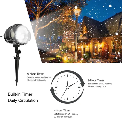 Vista 4 de Borelor Luces LED de nevadas IP65, impermeable, mini lámpara de proyector de copo de nieve de Navidad, para interiores y exteriores, luz
