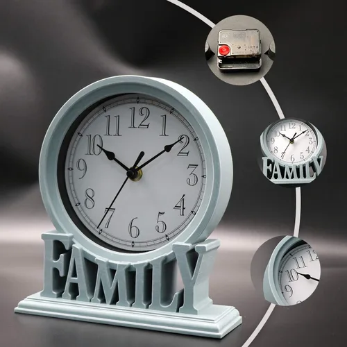 Vista 2 de Reloj de mesa de 6.5 pulgadas, estilo vintage, sin tictac, con repisa, funciona con pilas, con movimiento de cuarzo, vidrio HD para niños Cottage