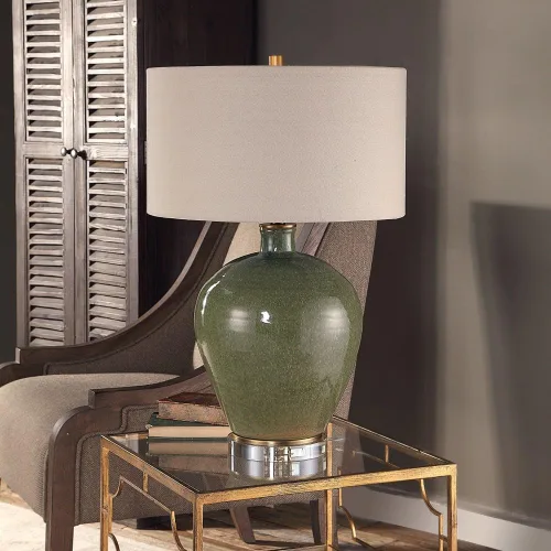 Vista 7 de Uttermost Elva Lámpara de mesa de cerámica esmaltada verde esmeralda